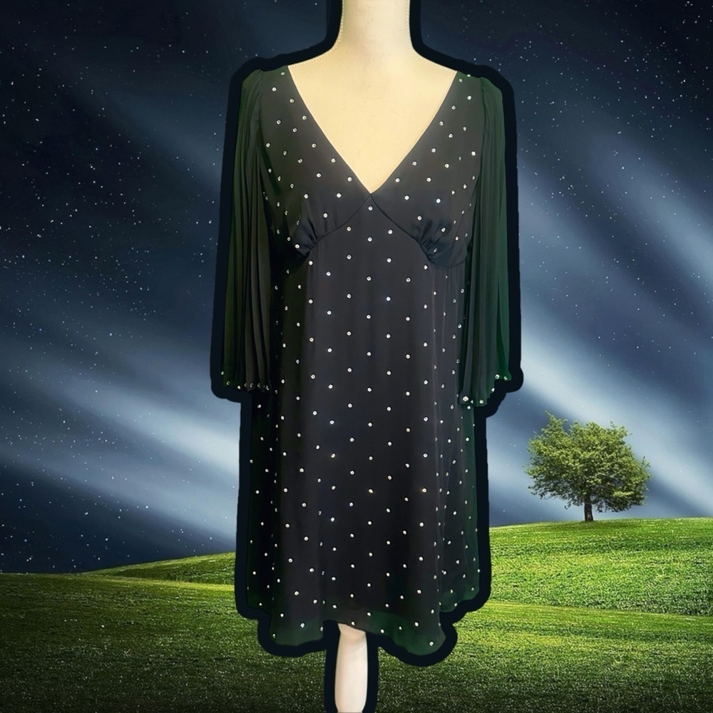 Marc Jacobs RARE Black 100% Silk Rhinestone Crystal Studded Shift Dress Size 12